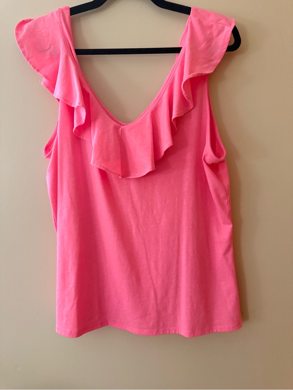 Lilly Pulitzer Hot Pink Ruffle V-Neck Tank